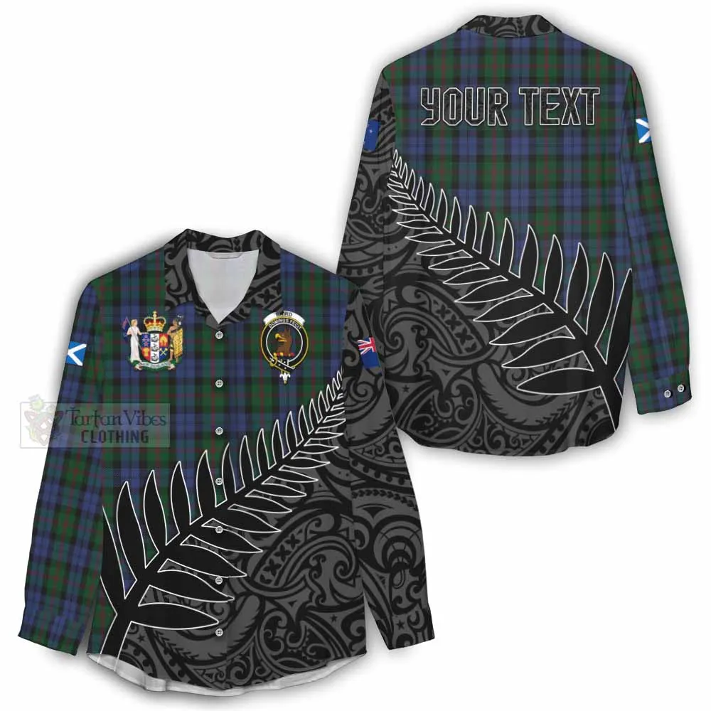 Baird Crest Tartan Women's Casual Shirt with New Zealand Silver Fern Half Style