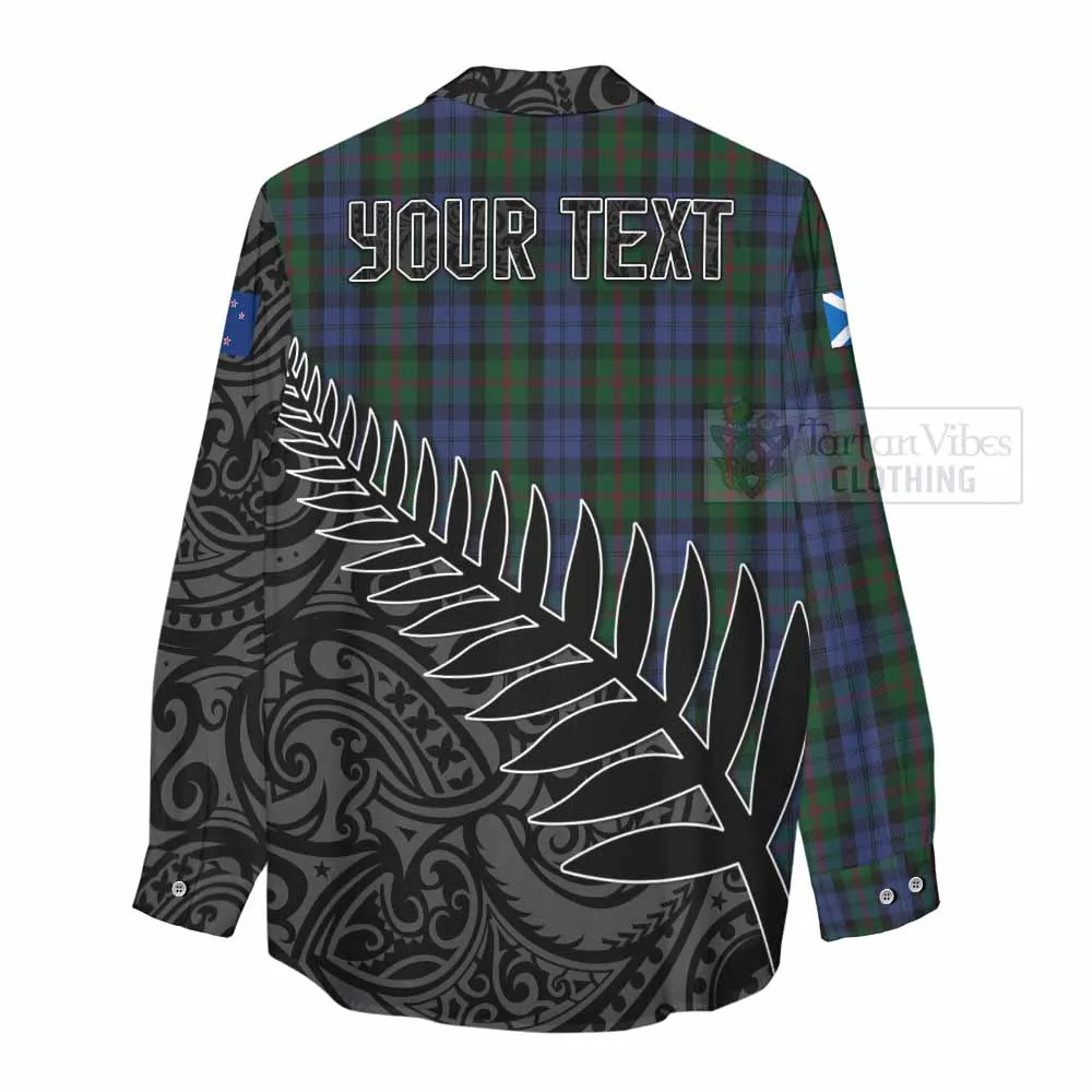 Baird Crest Tartan Women's Casual Shirt with New Zealand Silver Fern Half Style