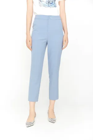 Blue Straight Leg Suits Pants