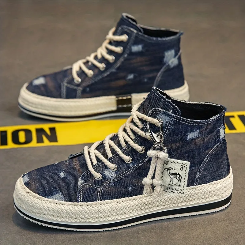 Breathable High Top Denim Skate Shoes for Men