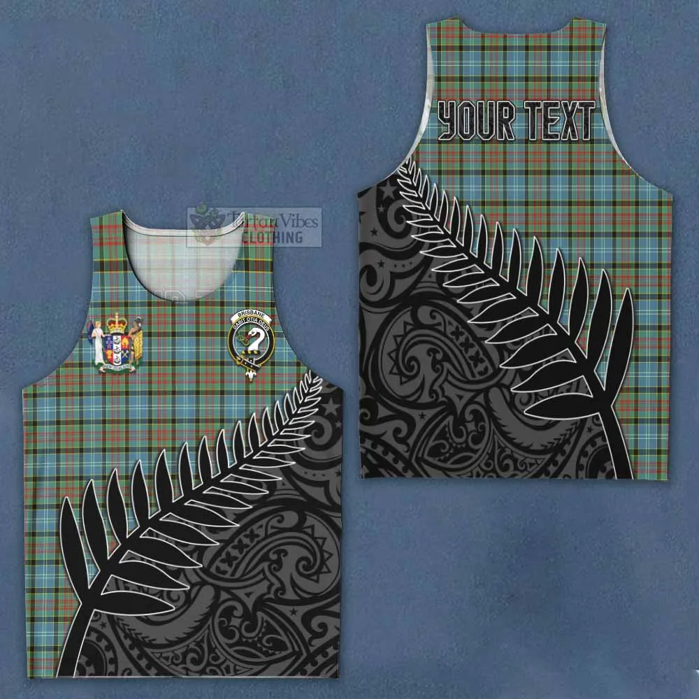 Brisbane Crest Tartan Men's Tank Top with New Zealand Silver Fern Half Style