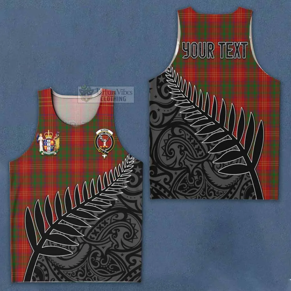 Burns Crest Tartan Men's Tank Top with New Zealand Silver Fern Half Style