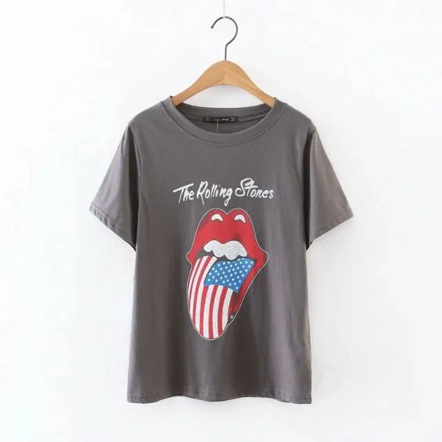 Cartoon Character Print Pure Cottong O-neck T-shirt