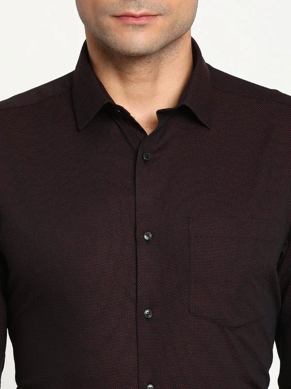 Cotton Dark Purple Slim Fit Self Design Formal Shirts