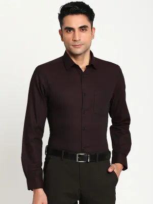 Cotton Dark Purple Slim Fit Self Design Formal Shirts