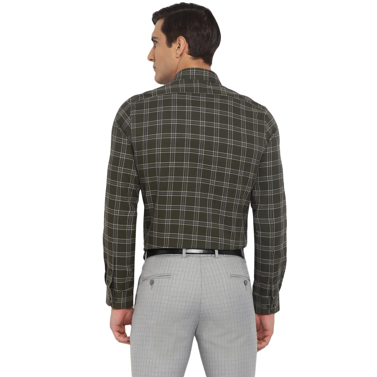 Cotton Green checked Slim Fit Shirts