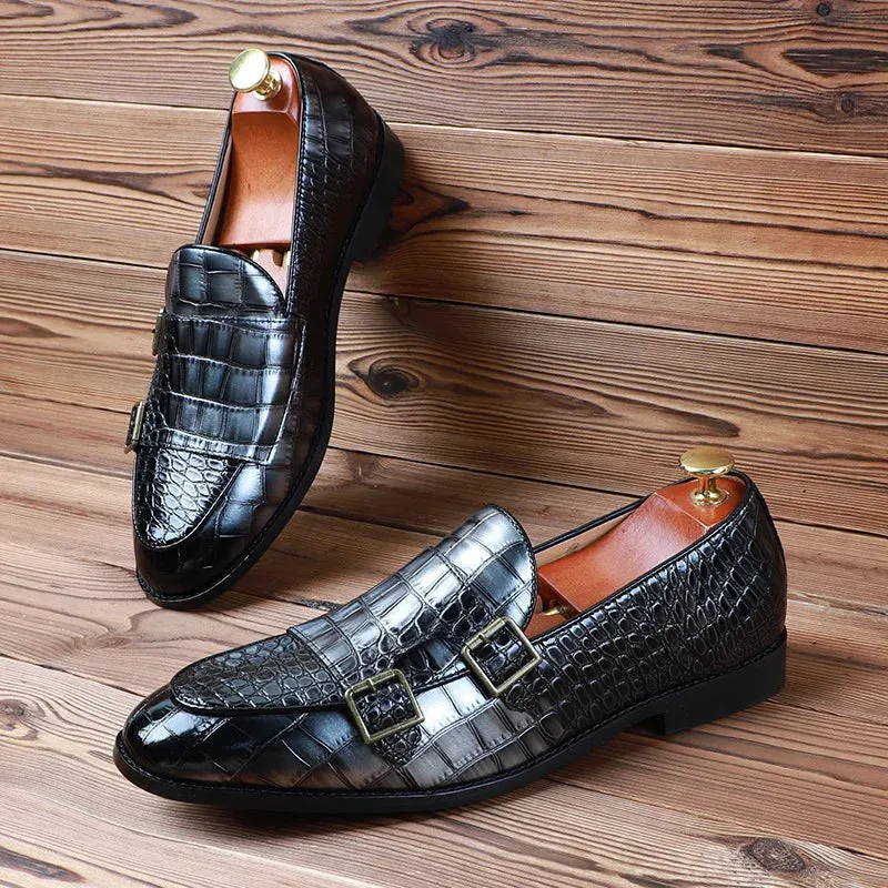 Crocodile pattern microfiber shoes