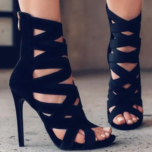 Cutout fashion high heel sandals evening shoes