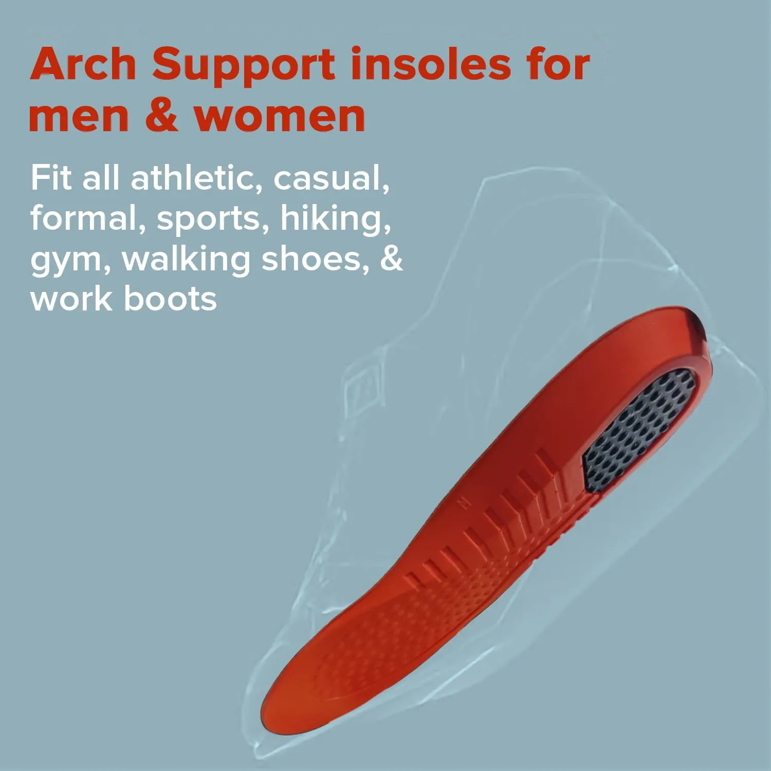 Dr Foot Arch Support Gel Insole Pair | For All-Day Comfort | Shoe Inserts for Flat Feet, High Arch, Foot Pain | Full-Length Orthotics | For Men & Women – 1 Pair (Medium Size) (Pack of 10)