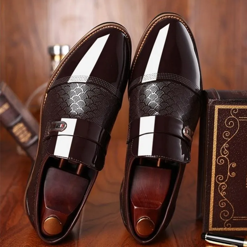 Dunnmall Men wedding dress shoes patent leather oxford shoes