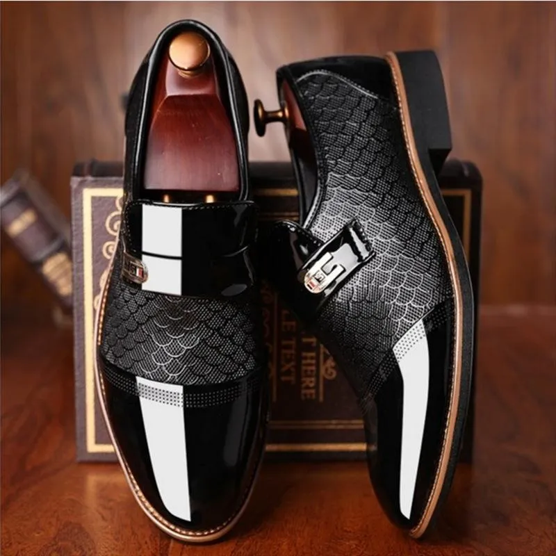 Dunnmall Men wedding dress shoes patent leather oxford shoes