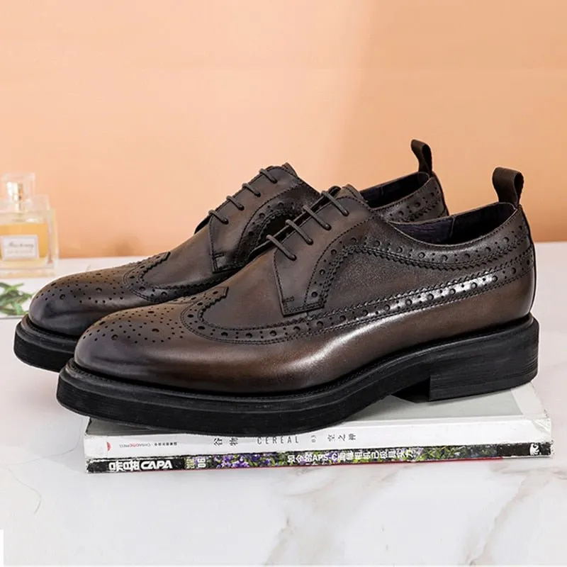 ExoticLux Genuine Leather Lace-Up Brogues