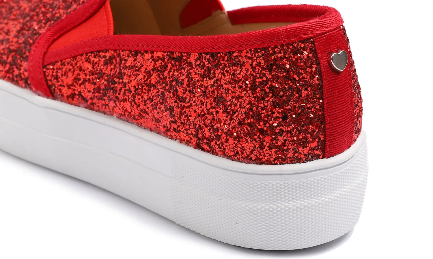 Feversole Women's Glitter Red Platform Slip On Sneaker Casual Flat Loafers