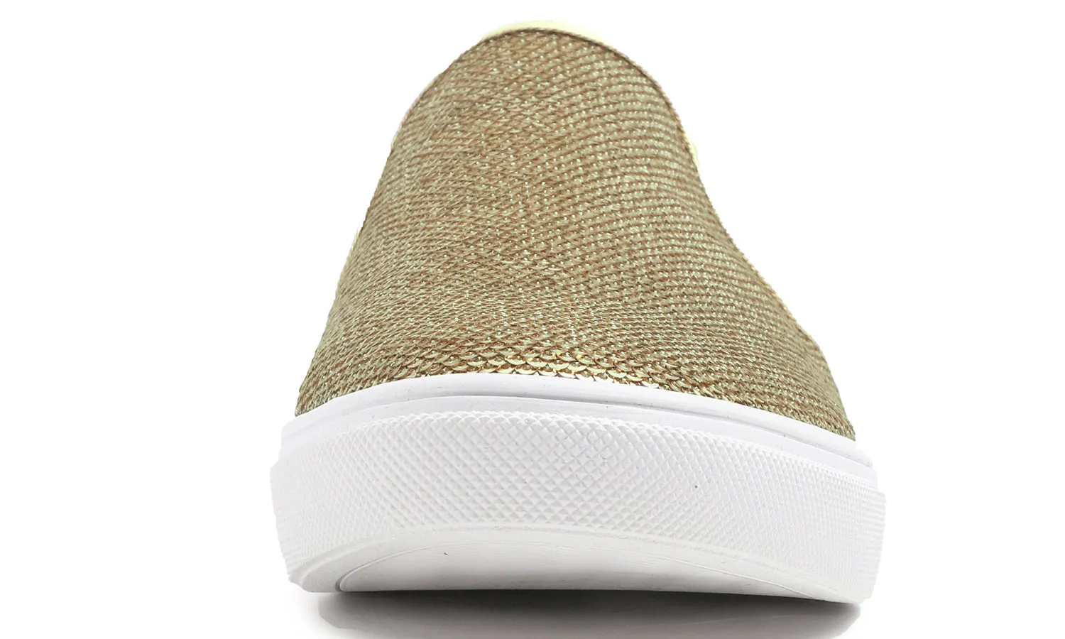 Feversole Women's Gold Sequin Slip On Sneaker Casual Flat Loafers