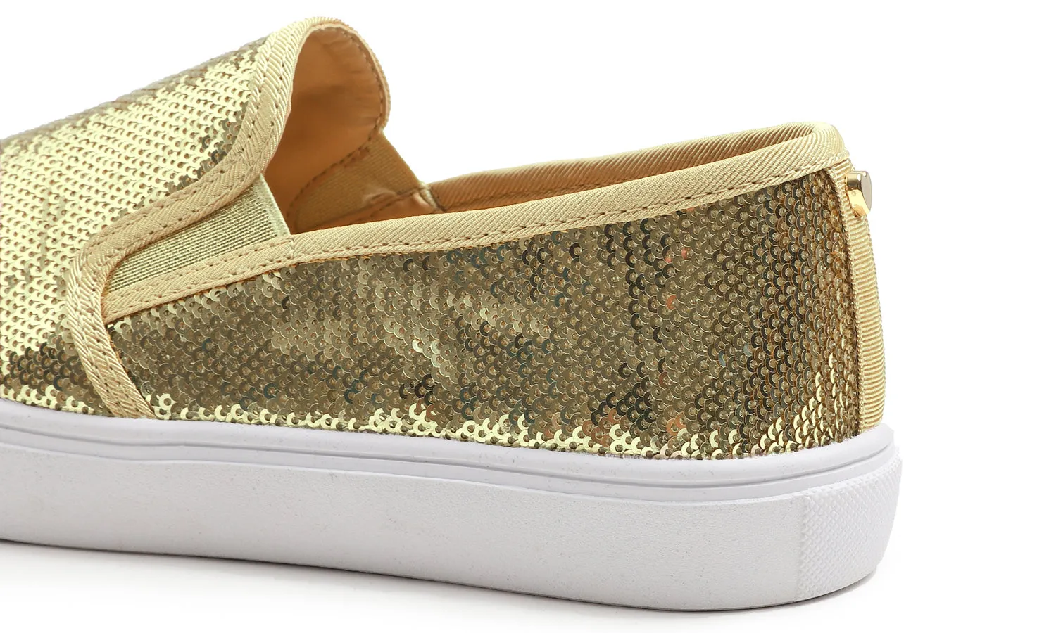 Feversole Women's Gold Sequin Slip On Sneaker Casual Flat Loafers