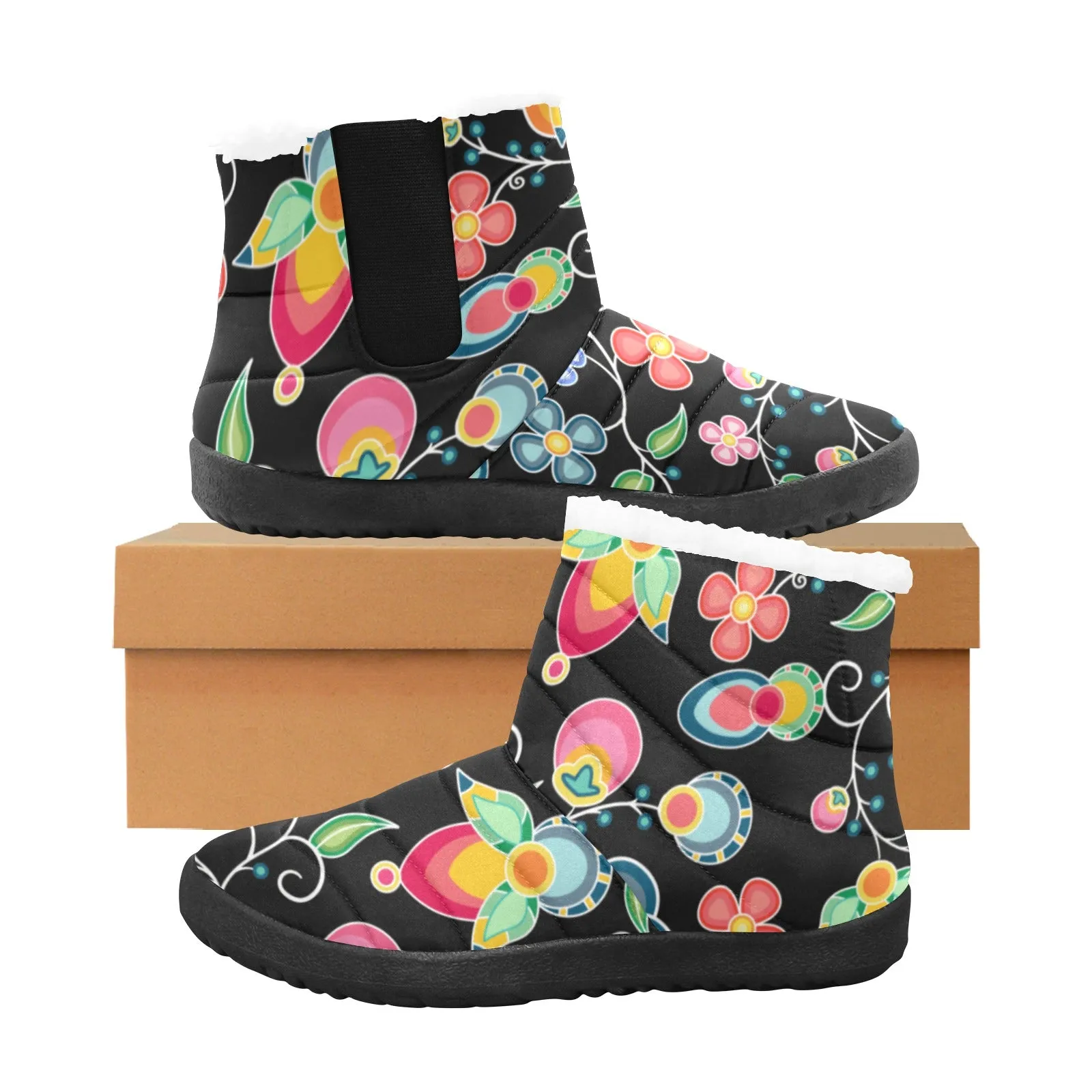 Floral Bounty Black Men's Padded Winter Boot