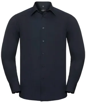 French Navy - Long sleeve polycotton easycare fitted poplin shirt