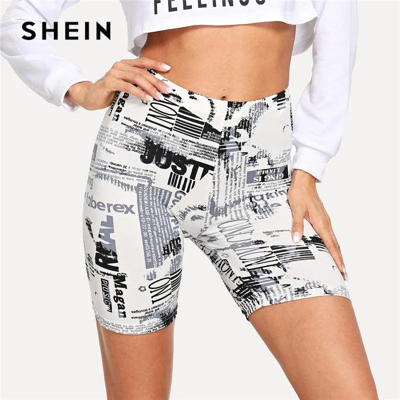 Gorgeous Modern Lady Black and White Cycling Crop Short Leggings - Summer Modern Lady Pants (D31)(TBL)