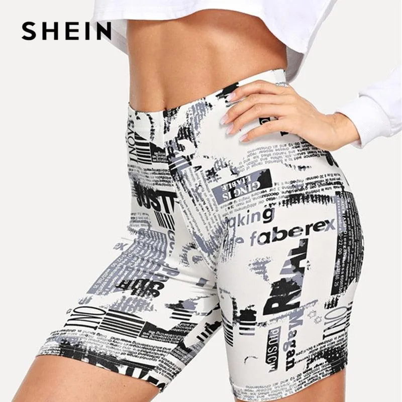 Gorgeous Modern Lady Black and White Cycling Crop Short Leggings - Summer Modern Lady Pants (D31)(TBL)