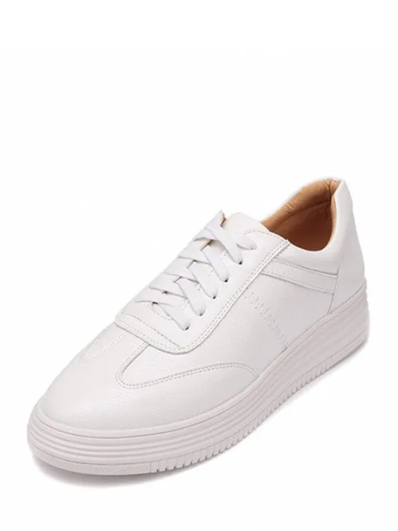 Gorgeous PU Leather Tie Up Round Toe Athletic Shoes