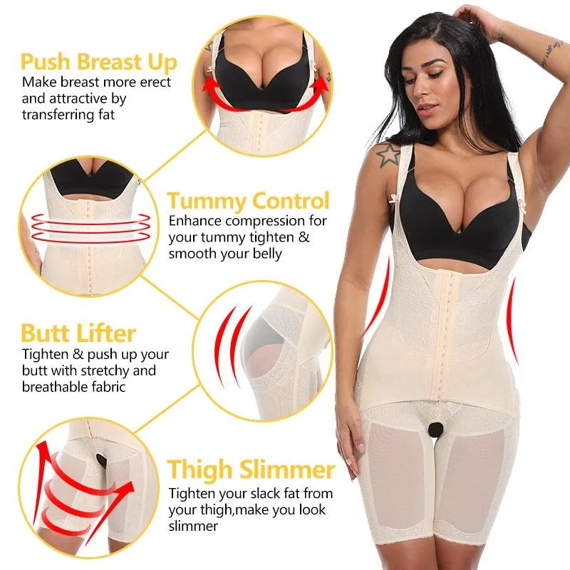 Gorgeous Women's Waist Trainer Shapewear Bodysuit - Postparto Recovery Full Body Shaper Tummy Control Slimming  Fajas Colombianas (FHW1)