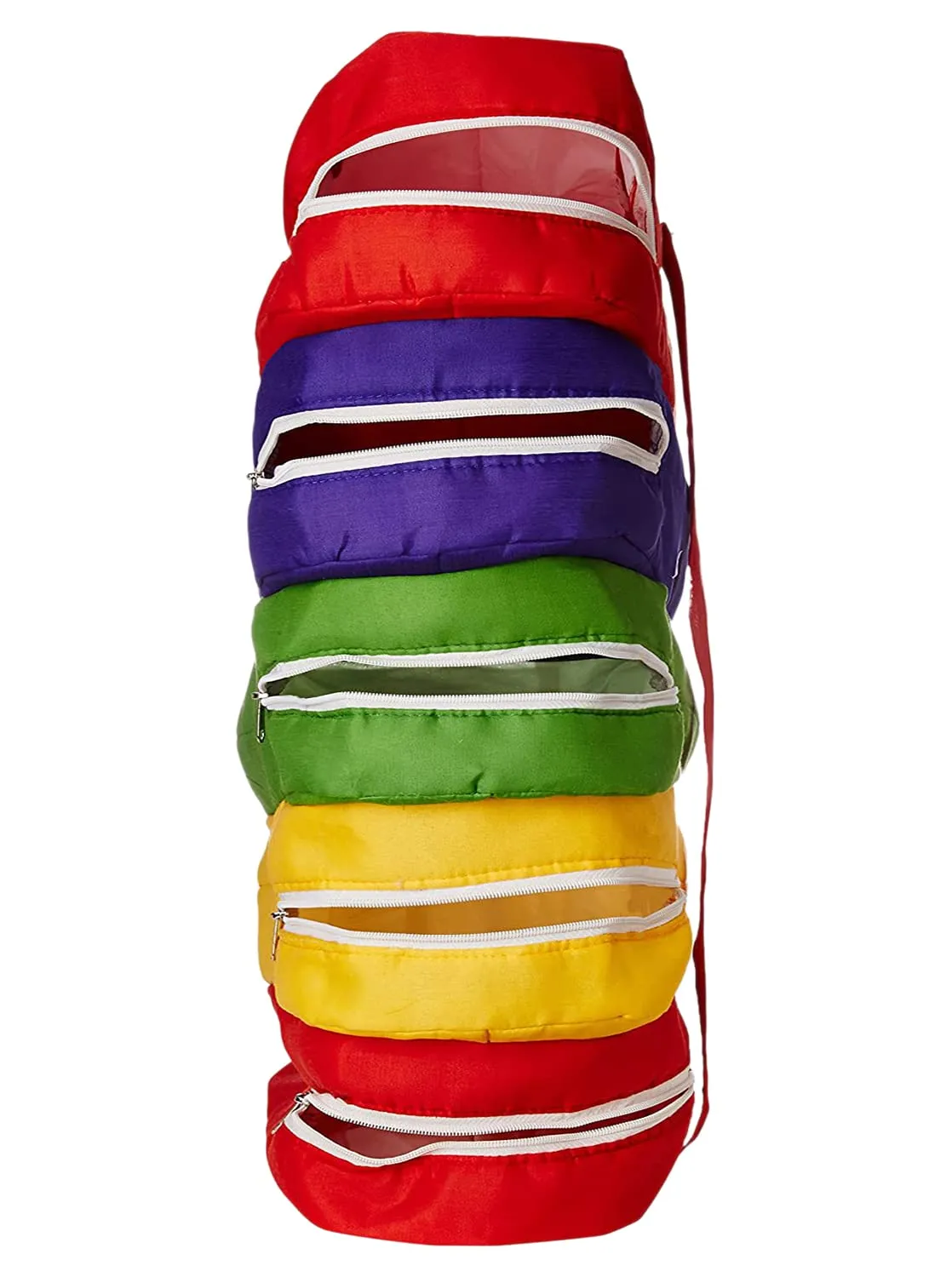 Heart Home Hanging 5-Tier Cotton Slippers, Shoes, Sandels Cover/Organizer For Men, Women, Kids (Multicolour), (49HH0476)