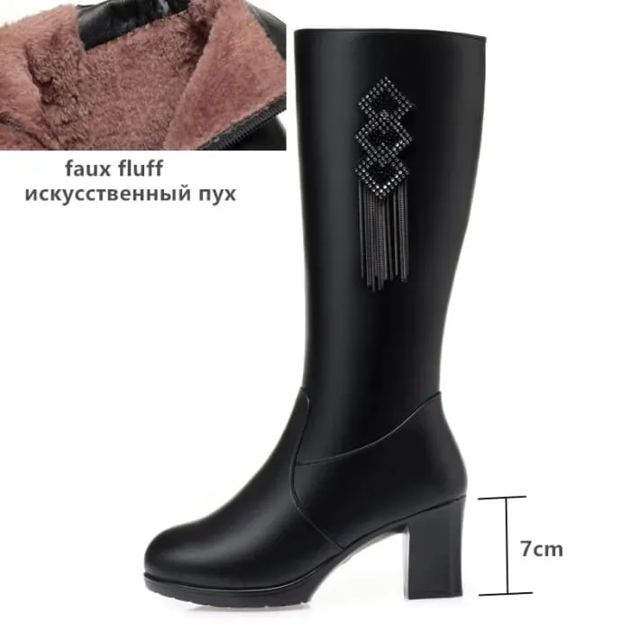 High Heel Winter Genuine Leather Women Boots