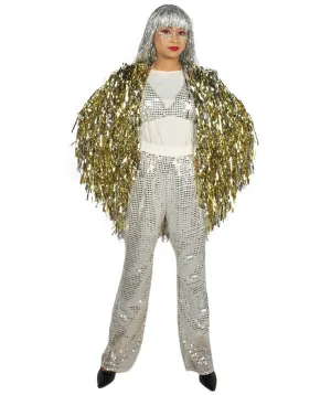 HPO Pryzm Femme Disco Babe Costume - Includes Silver Sequin Bralette and Wide Leg Pants