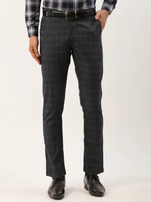 Jashvi Men's Black Window Checked Formal Trousers