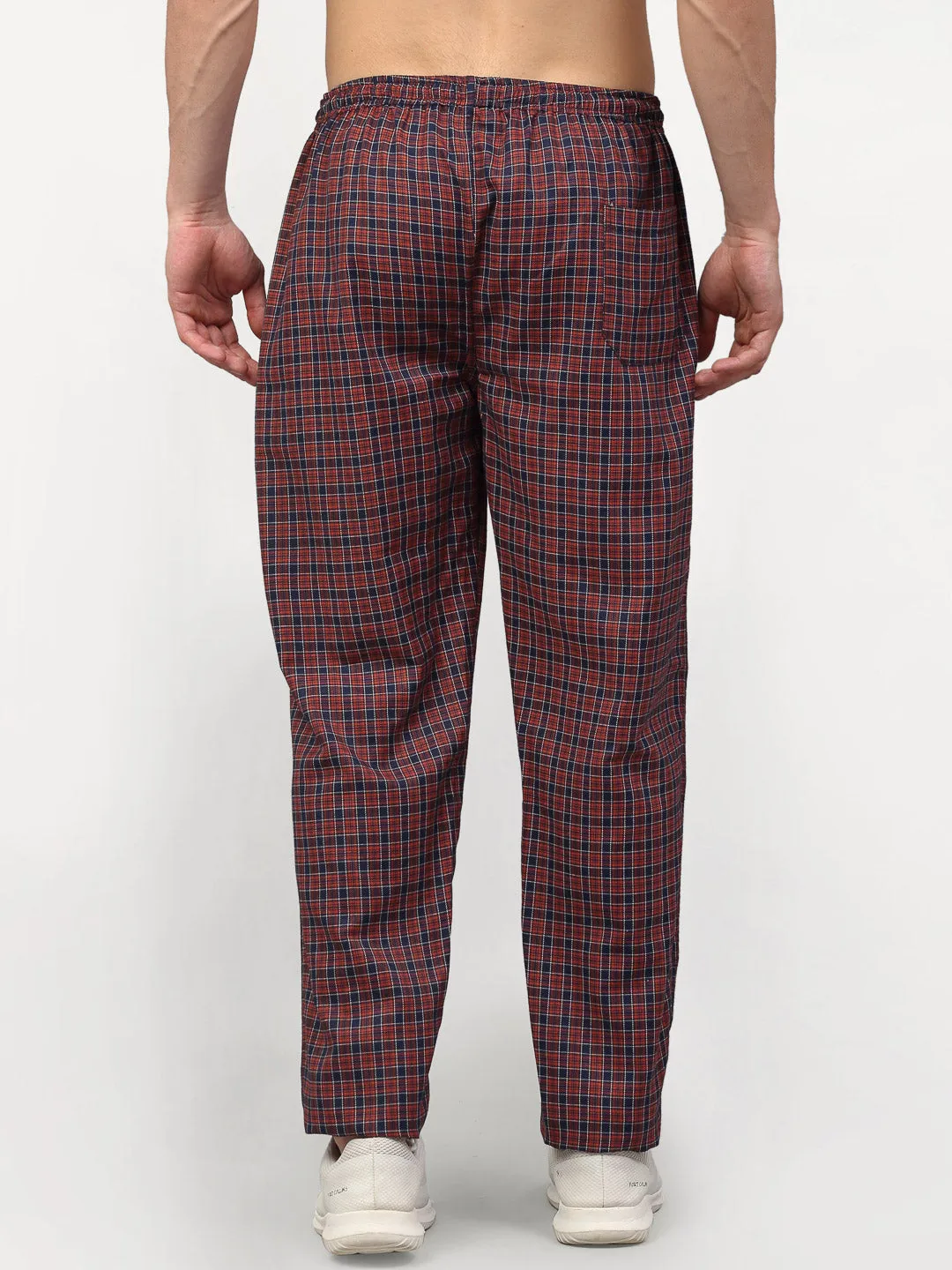 Jashvi Men's Maroon Cotton Checked Track Pants