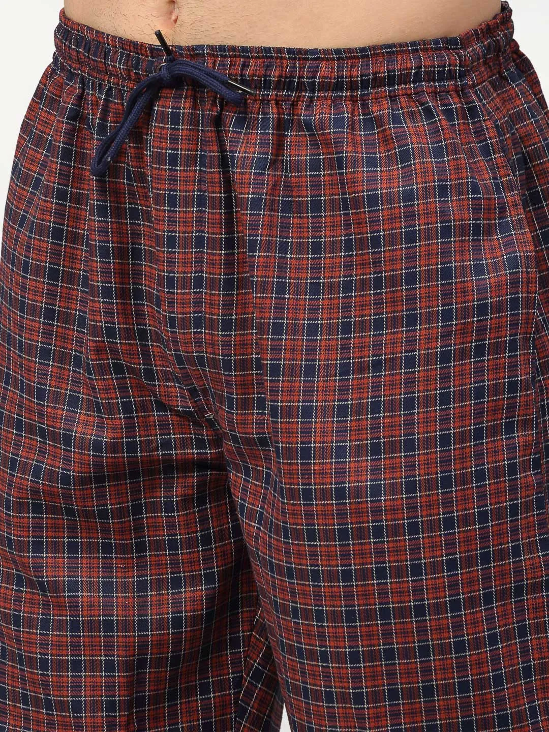 Jashvi Men's Maroon Cotton Checked Track Pants