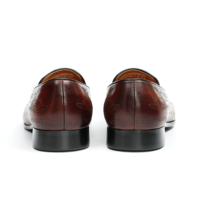 Lavish Leather Slip On Brogue Dress Shoes