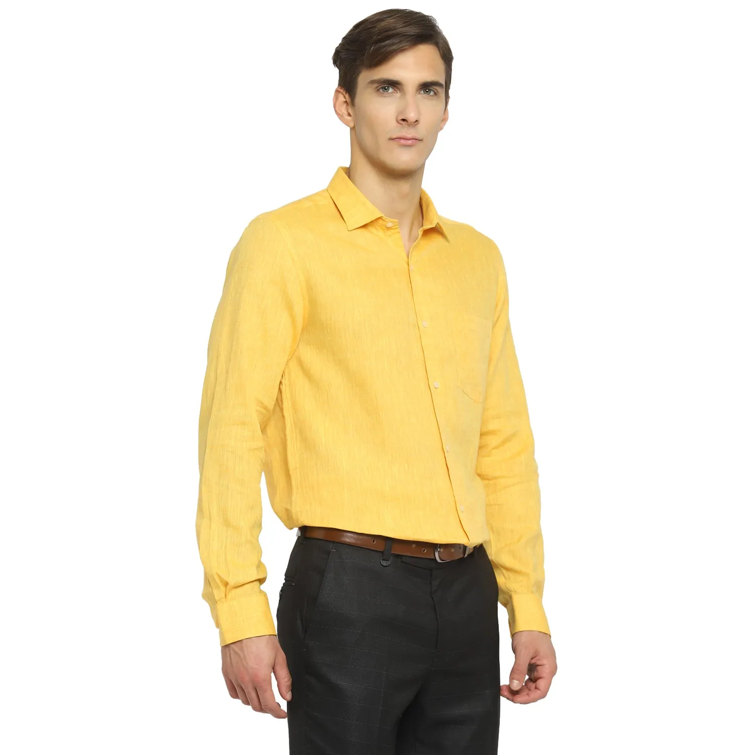 Lemon Linen Solid Slim Fit Shirts