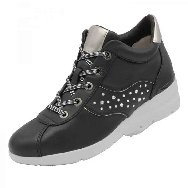 Lightweight soft sheepskin high-top sneakers with Swarovski crystal glass #FJ100