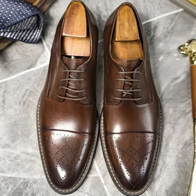 LuxePoint Leather Lace-up Dress Shoes