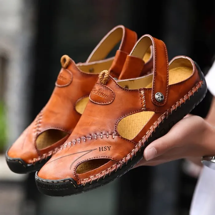 Luxury Designer Genuine Leather Men Slippers