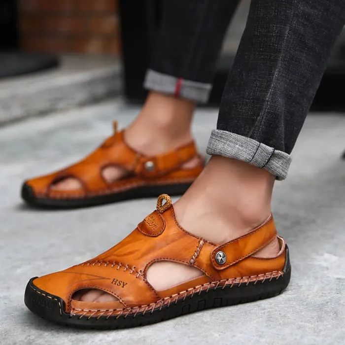 Luxury Designer Genuine Leather Men Slippers