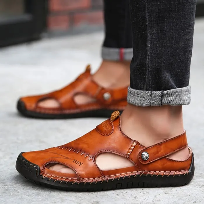 Luxury Designer Genuine Leather Men Slippers