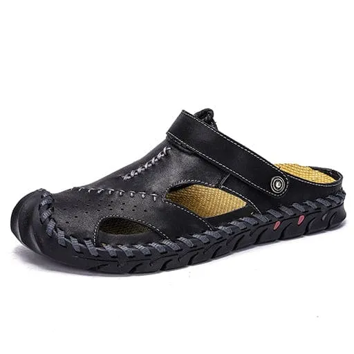 Luxury Designer Genuine Leather Men Slippers