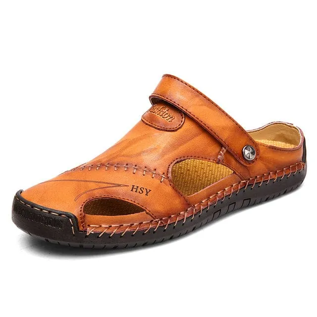 Luxury Designer Genuine Leather Men Slippers