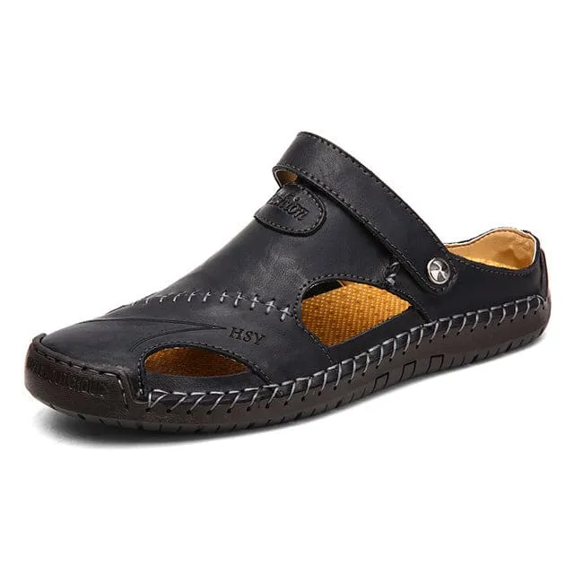 Luxury Designer Genuine Leather Men Slippers