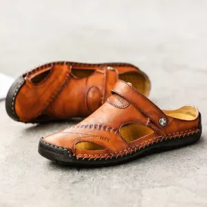 Luxury Designer Genuine Leather Men Slippers