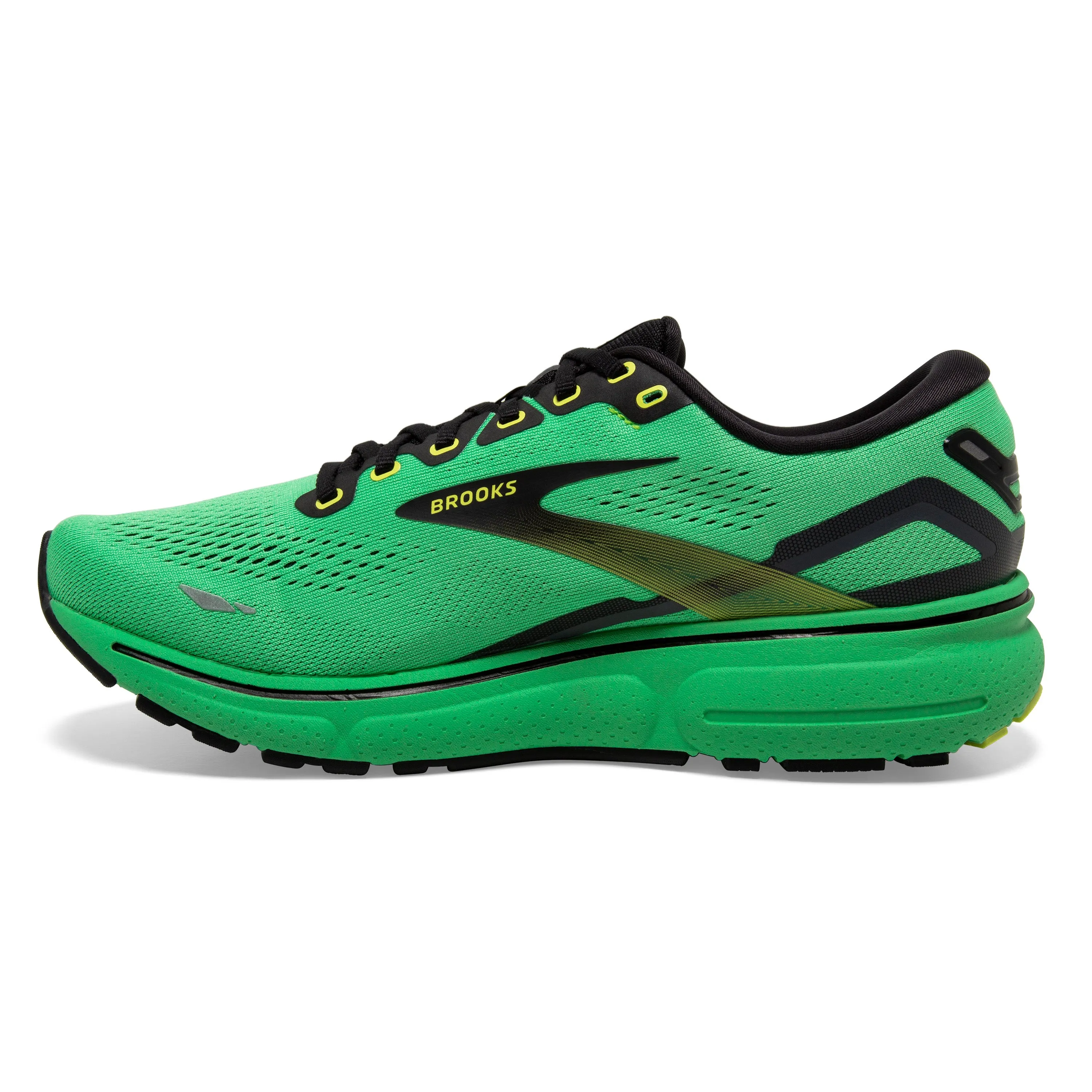 Men's Brooks Ghost 15 1103931D360 Color: Green/Black/Sharp Green