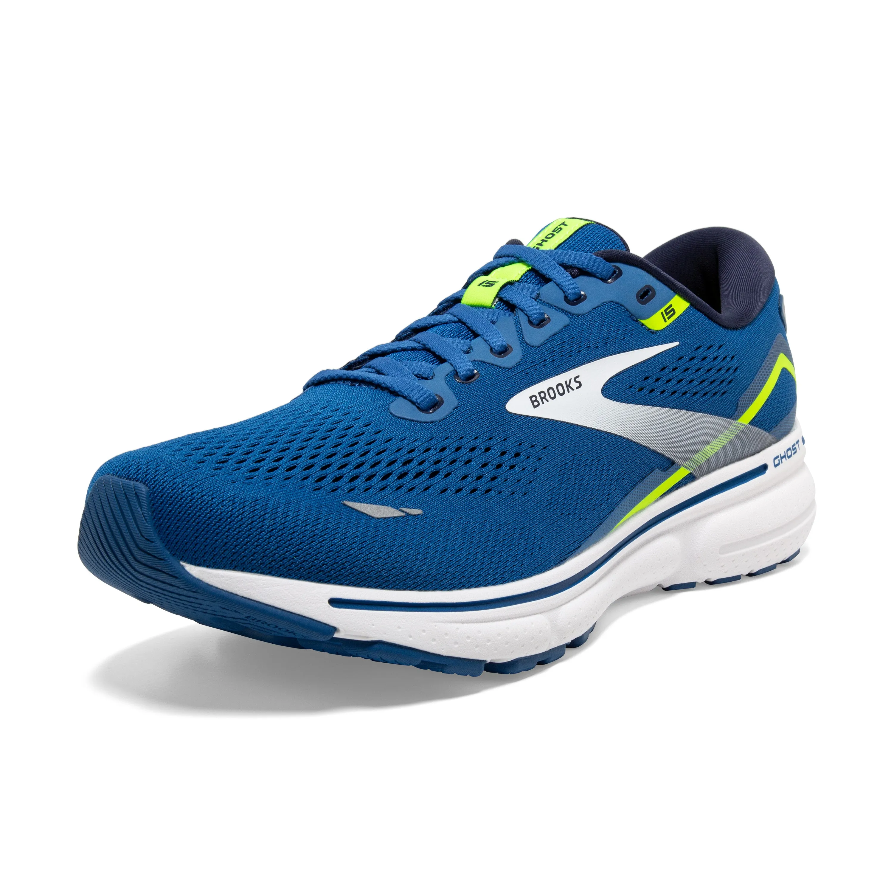 Men's Brooks Ghost 15 1103931D482 Color:  Blue/Nightlife/White