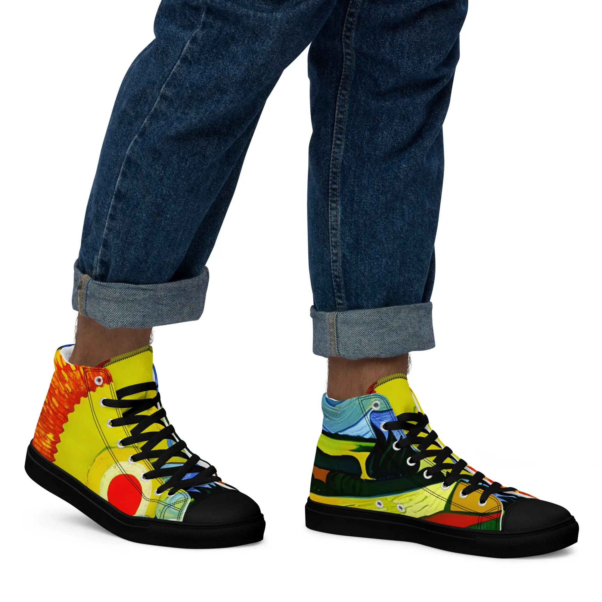 Men’s high top canvas shoes / Van Gogh trending fashion shoes