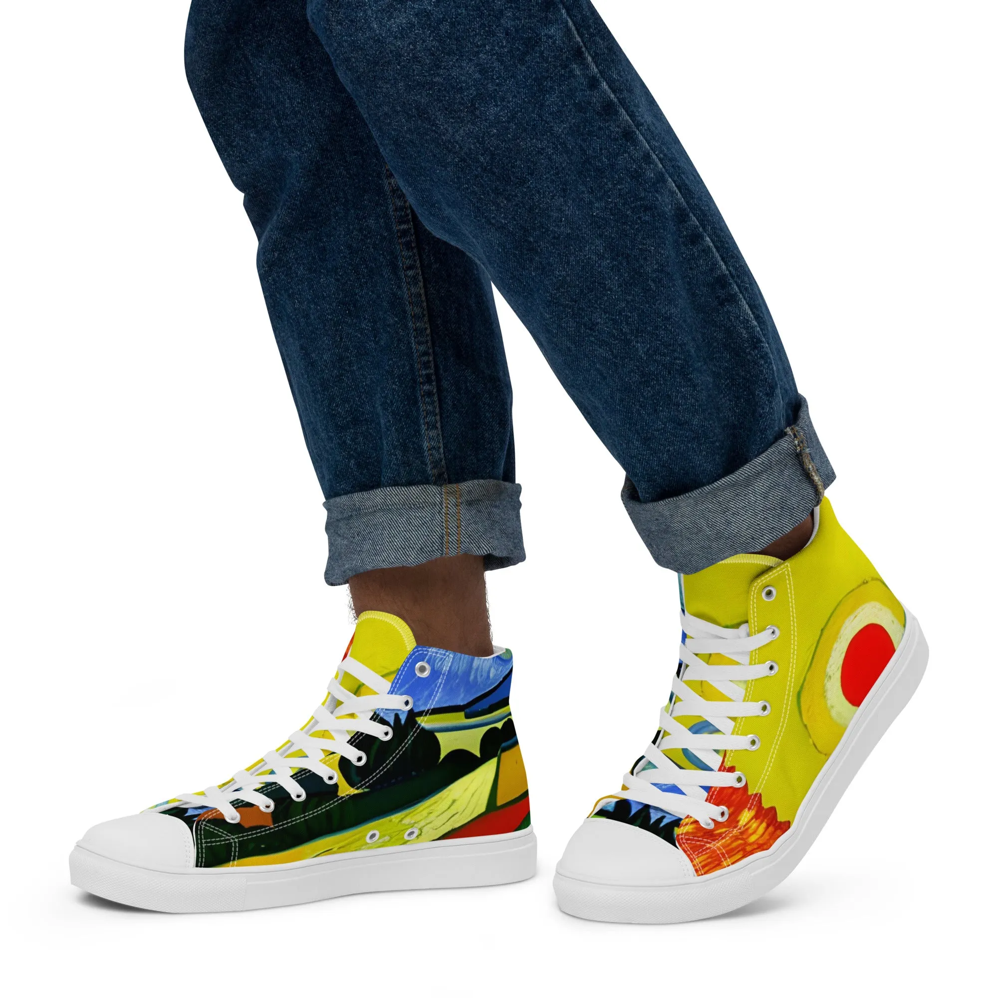 Men’s high top canvas shoes / Van Gogh trending fashion shoes