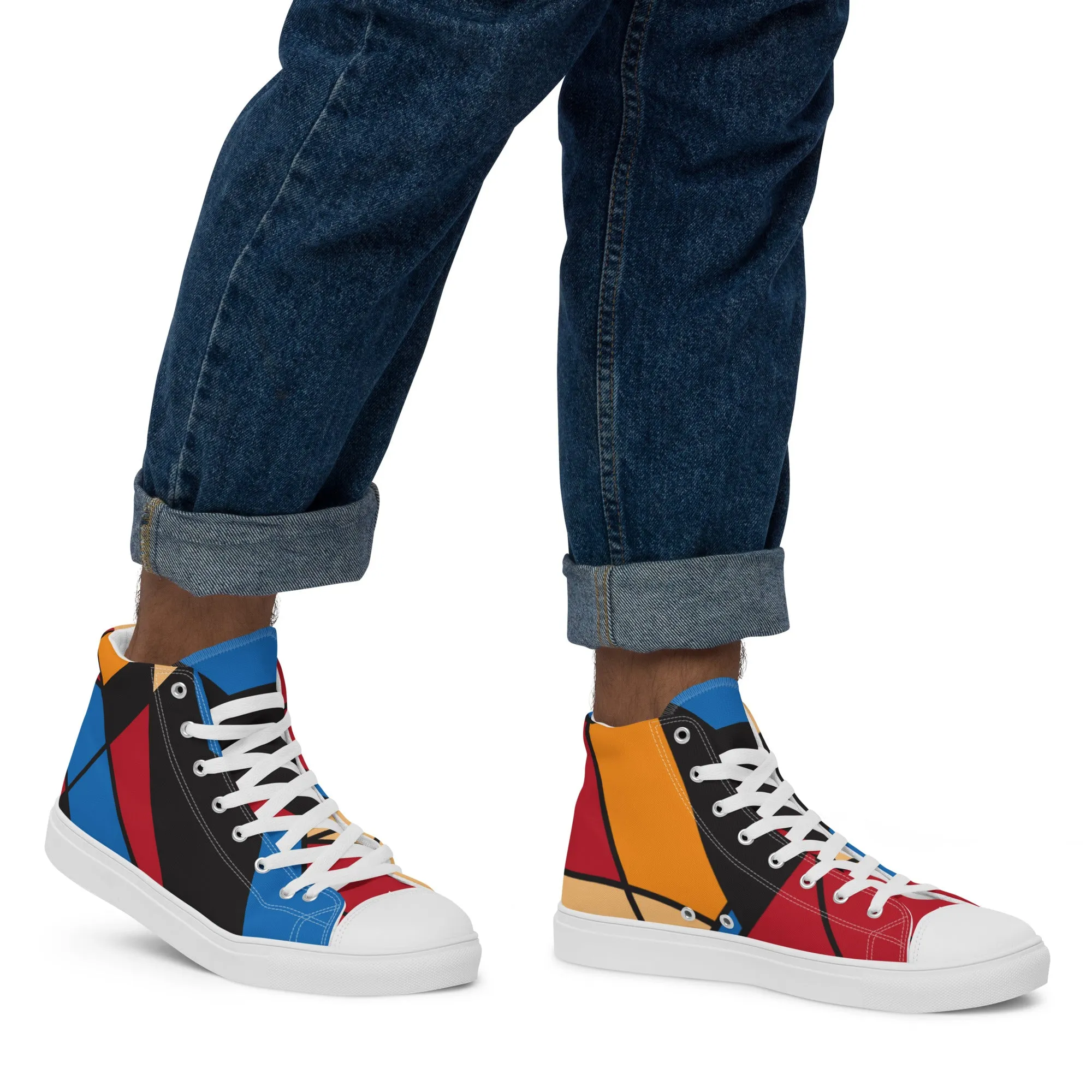 Men’s high top canvas shoes with Mondrian design (Vecteezy.com)