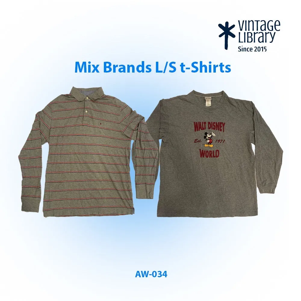 Men's Long Sleeves Mix Brands T-shirts 20 pieces