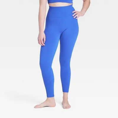 New - Women's Seamless High-Rise Rib Leggings - All In Motion Dark Blue XXL