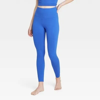 New - Women's Seamless High-Rise Rib Leggings - All In Motion Dark Blue XXL